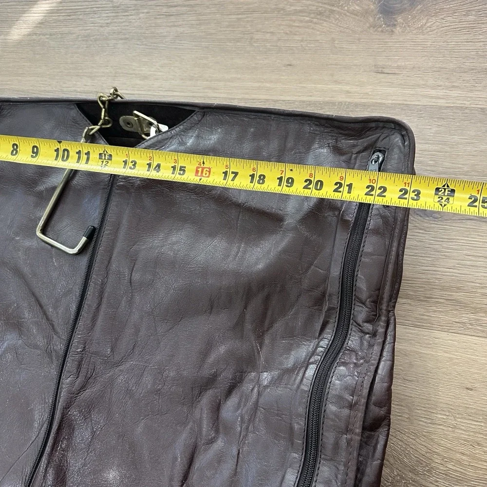 Vintage Simon of California Leather Folding Garment Bag Deep Brown 19-39